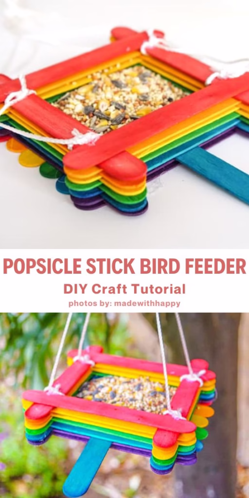 11. Popsicle Stick Bird Feeder Craft