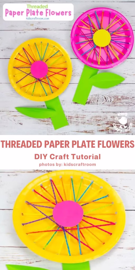 14. Threaded Paper Plate Flowers