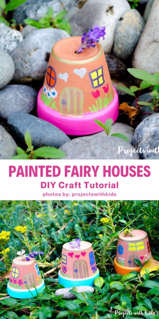 5. Easy Painted Fairy Houses for the Garden