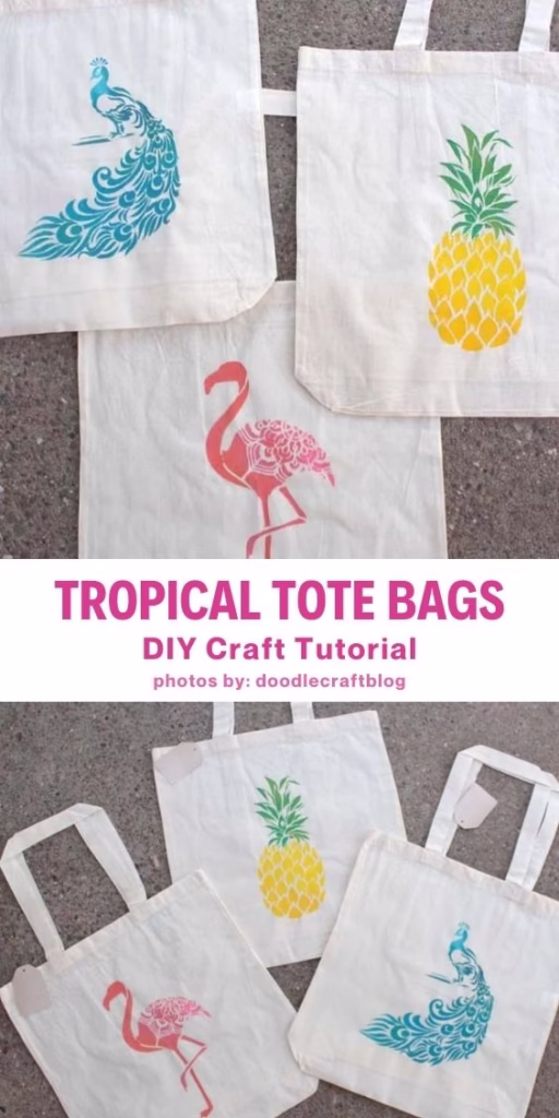 6. Tropical Tote Bags Summer Camp Craft