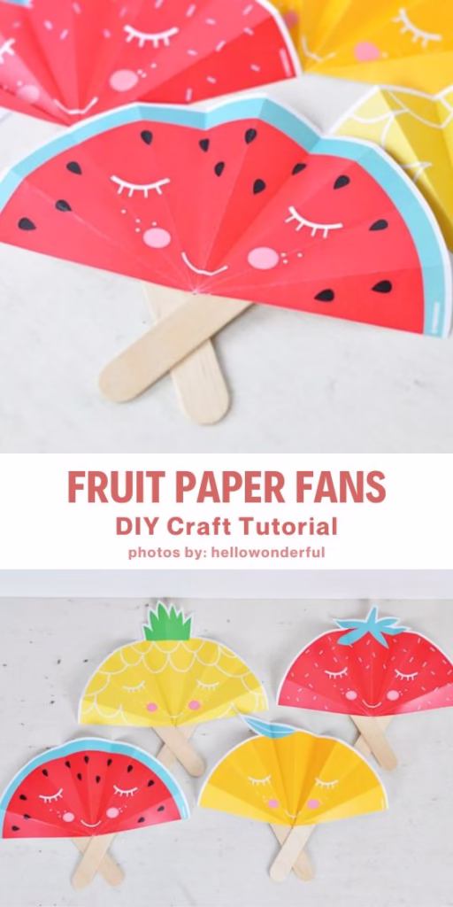 8. SUMMER FRUIT PAPER FANS WITH FREE PRINTABLE