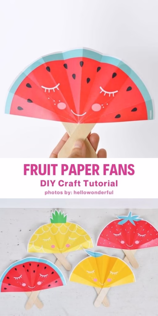 8. SUMMER FRUIT PAPER FANS WITH FREE PRINTABLE