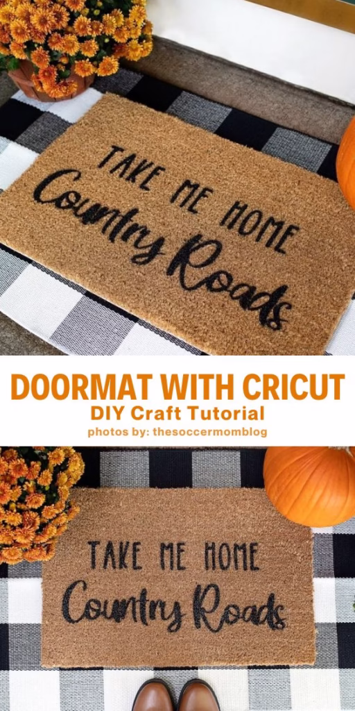 DIY Doormat with Cricut - 10 DIY Front Yard Decor Ideas For Fall - Curated by Arty Crafty Crew