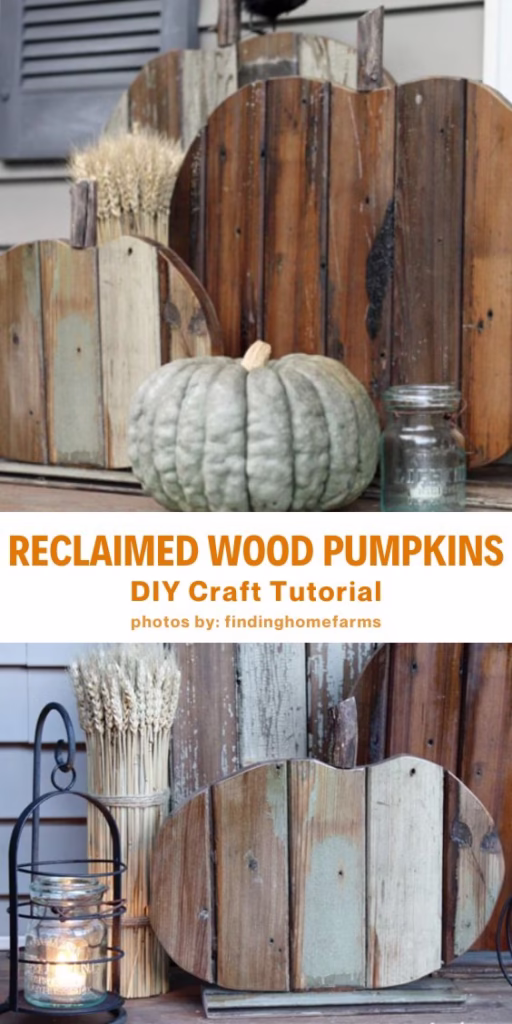 Reclaimed Wood Pumpkins - 10 DIY Front Yard Decor Ideas For Fall - Curated by Arty Crafty Crew