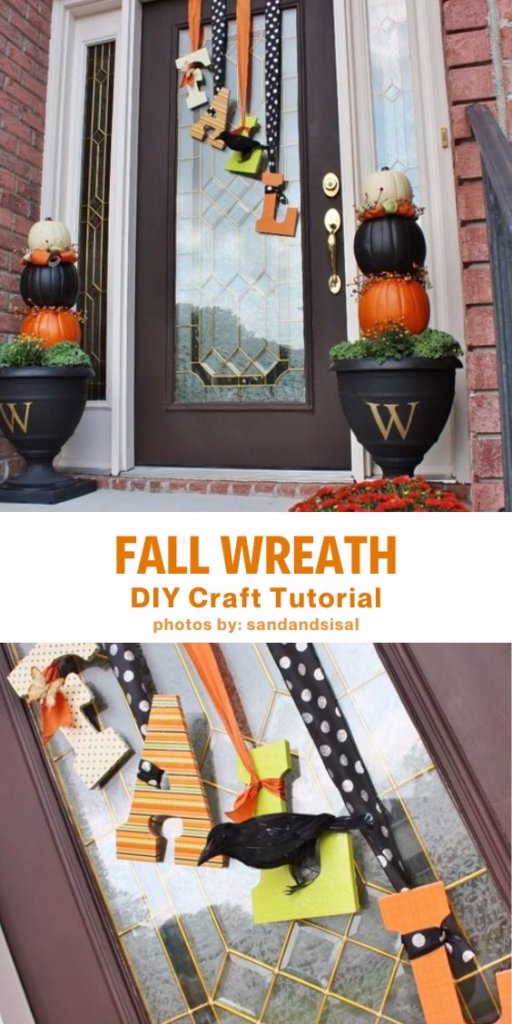 DIY Fall Wreath - 10 DIY Front Yard Decor Ideas For Fall - Curated by Arty Crafty Crew