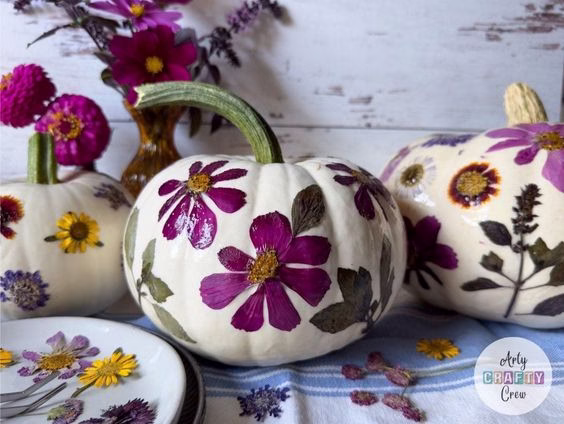 BLOG PHOTO 4 - Pressed Flower Pumpkins - Curated by ArtyCraftyCrew