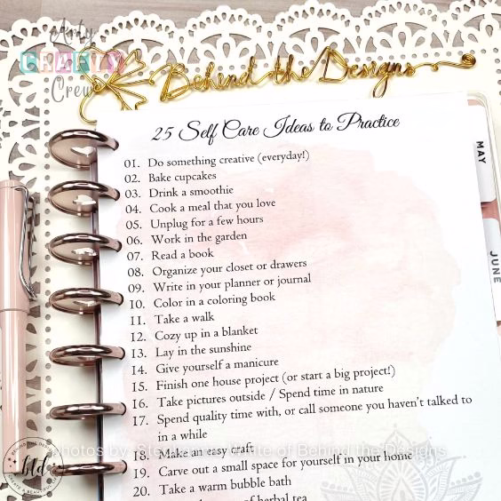 25 Self Care Ideas Printable - Tutorials by Arty Crafty Crew