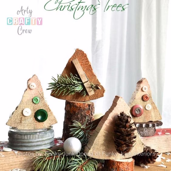 Firewood End Cut Christmas Trees - Tutorials by Arty Crafty Crew