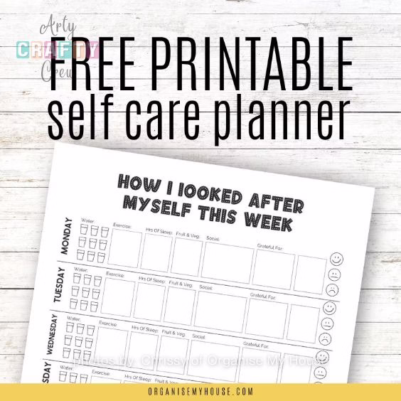 Free Printable Self Care Planner Page - Tutorials by Arty Crafty Crew