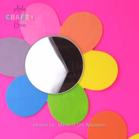 Rainbow Flower Mirrors Wall Art - 15 Dopamine Decor Ideas For Your Living Room - Arty Crafty Crew