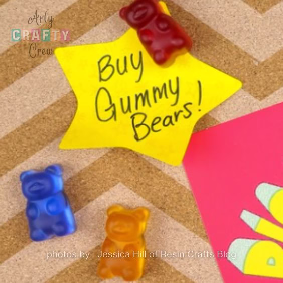Resin Gummy Bear Thumbtacks - 15 Dopamine Decor Ideas For Your Living Room - Arty Crafty Crew