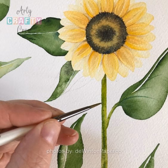 12. Watercolor Sunflower Tutorial